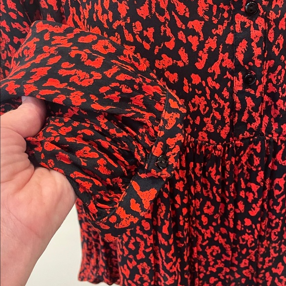 Zara Red and Black Patterned Blouse - Picture 6 of 11